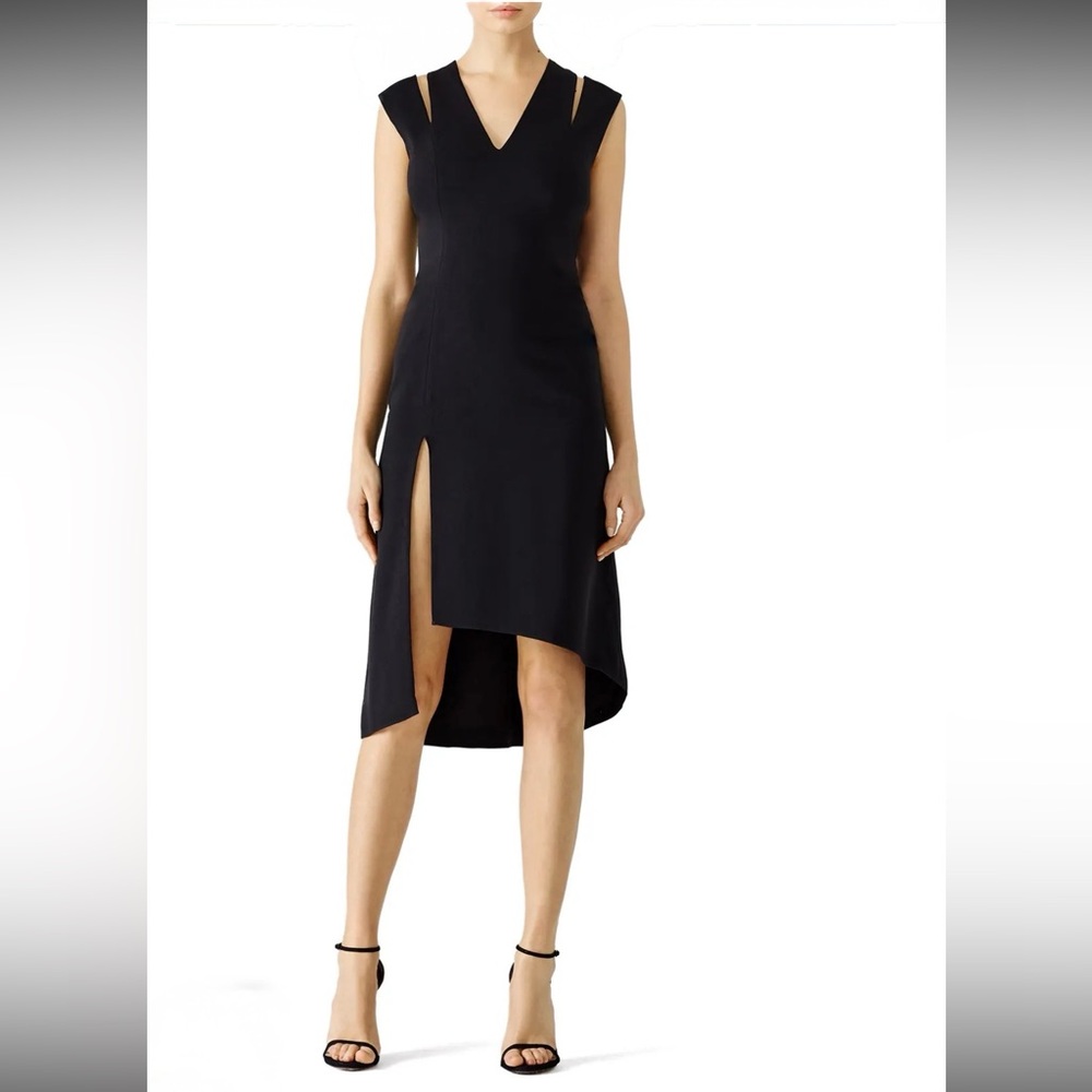 Halston Heritage Black Slit Assymetricsl Dress